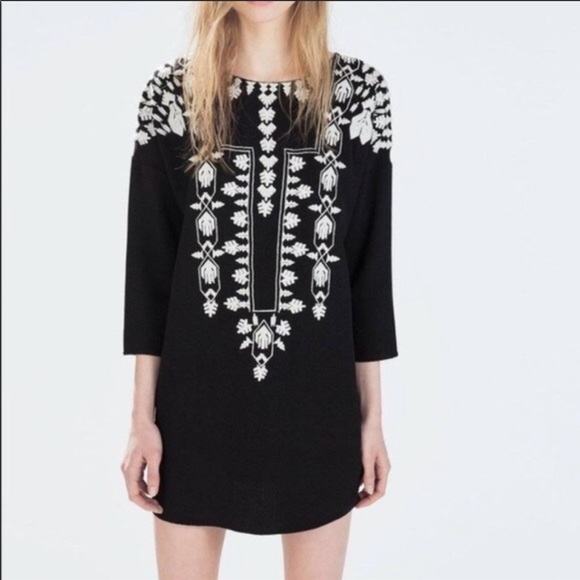 Zara Tops - Zara Embroidered Mini Dress